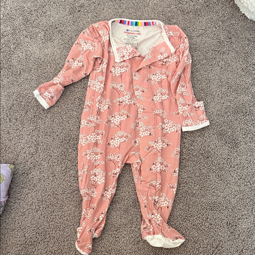 Magnetic Me Pink Floral Kids Footie